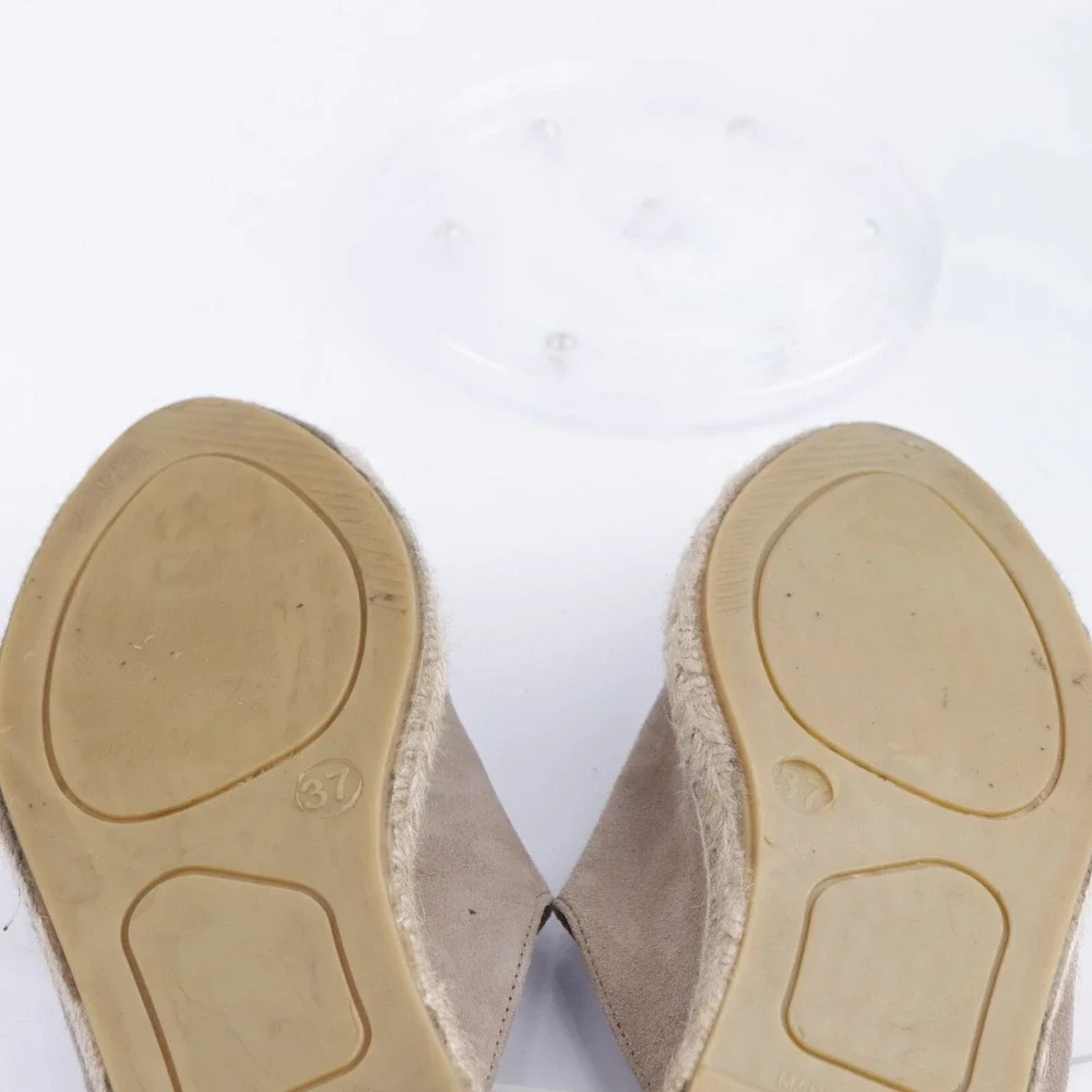 Pinaz Womens Mule Size 37 6 Tan Suede Espadrille Slip On Comfort Shoes Flat